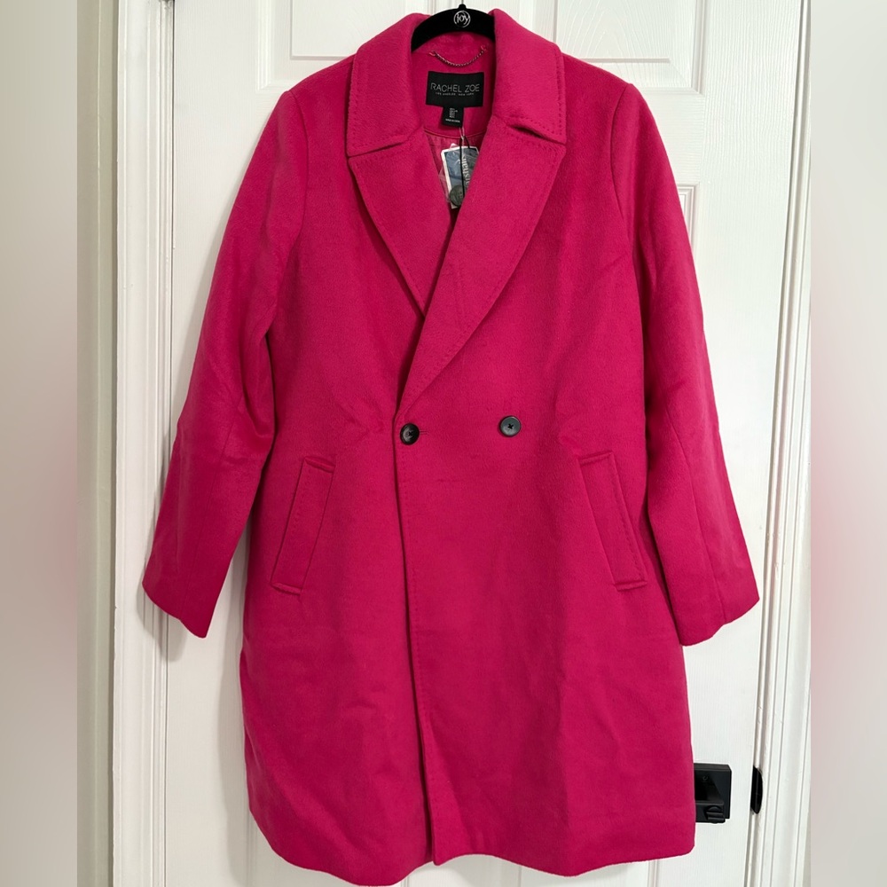 Rachel Zoe Pink Pea Coat Vibrant Tailored Design